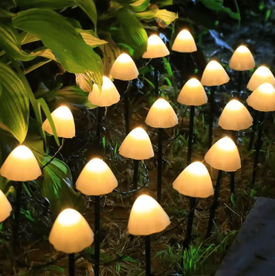 Uplift Curations 10 LED Solar Mushroom Lights (5 Watts) Waterproof Outdoor Decorative Street & Garden Lights (3.5m) warm White