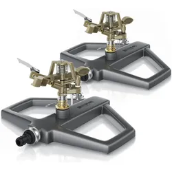 Brandson, Rasensprenger, 2x Vollmetall-Rasensprinkler 360°, Impulskreisregner, Rasensprenger, Gardena kompatibel