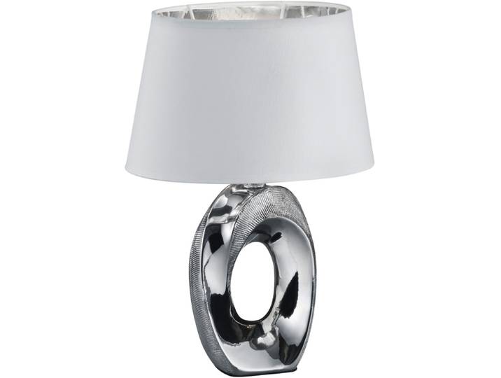 REALITY LEUCHTEN Schreibtischlampe Taba , silber (silberfarben), 1, H: 33cm, 1 Stk., Leuchten, E14 Tischleuchte mit Keramikfuß und Stoffschirm, Schreibtischlampe