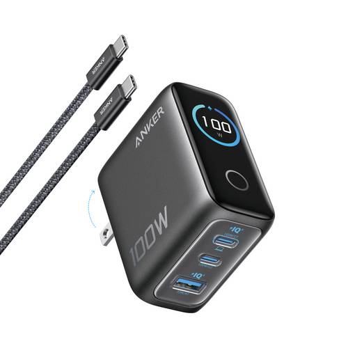 Anker Charger 100W Display 2C1A grey Ladeadapter 100W Fast Charge Schwarz Innenbereich