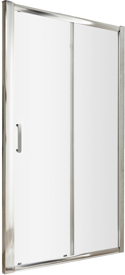 Nuie Pacific 1645mm 1690mm x Single Added Framed Shower Door with Clear Glass Chrome 185cm H x 170cm W x 0.6cm D