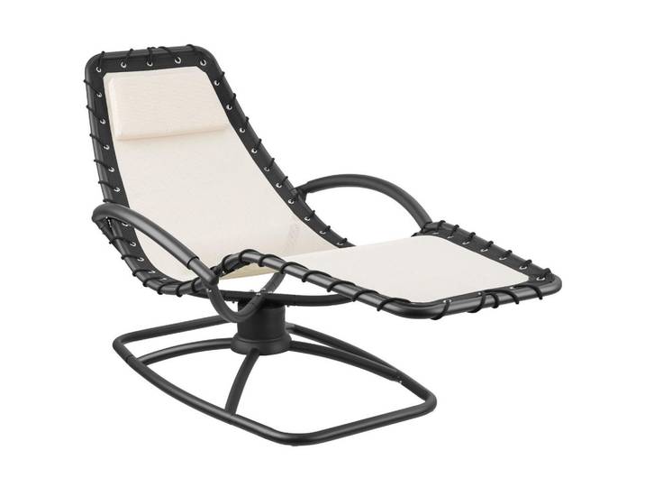 tectake Gartenliege Toulon, abnehmbares Kopfpolster, beige, Beige, 77x83x170 cm, Gartenmöbel, Gartenliegen