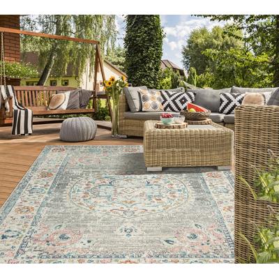 Teppich THE CARPET "Palma", grau, B:80cm H:4mm L:150cm, Polypropylen, Teppiche, Teppich, Outdoor moderner robuster In und Outdoor Teppich