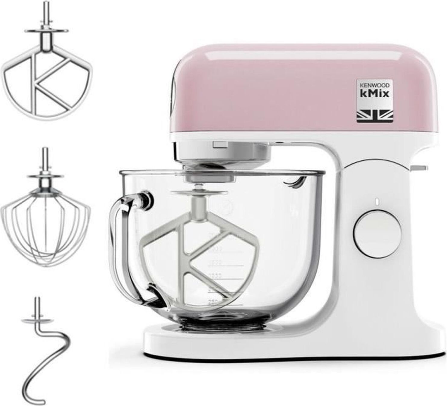 Kenwood KMX754APP, Standmixer, Hellrosa, Schlagen, Mixen, Whisking, Kneten, 5 l, Drehregler, Metall