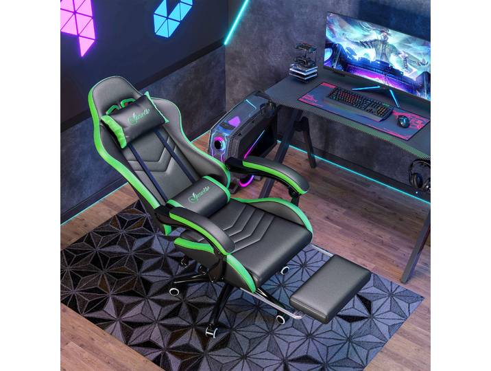 Vinsetto Chaise Gaming Réglable Inclinable Noir Vert