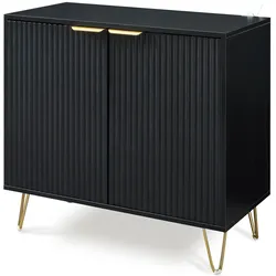 En.Casa, Kommode + Sideboard, Beistellschrank Trondi 75 x 80 x 40 cm Schwarz (80 x 40 x 75 cm)