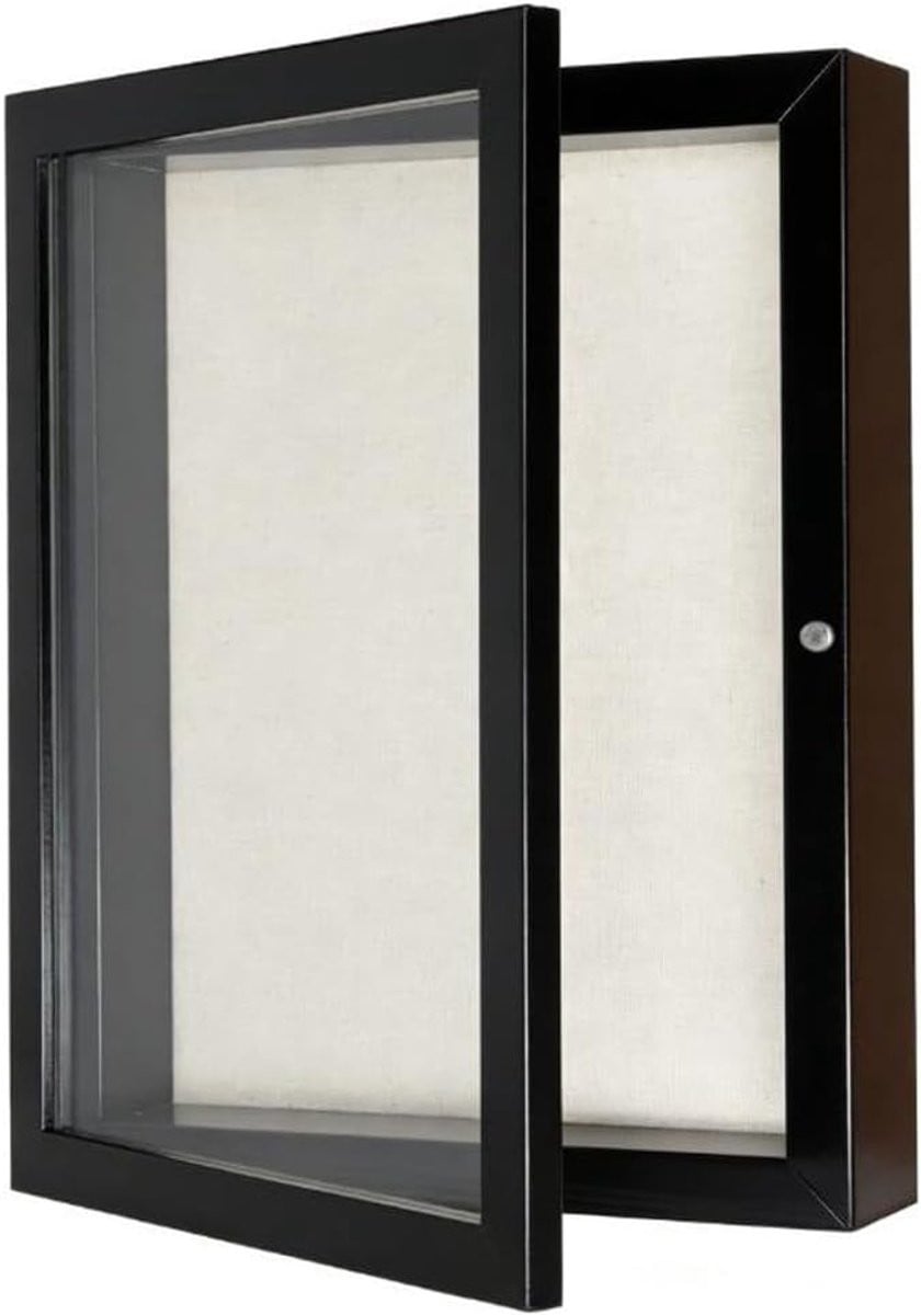 Houten Schaduwbox Vitrine met Magnetische Sluiting - Zwart