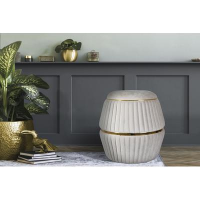 Sitzhocker KAYOOM "Hocker Doric, trendiger Look, ästhetische Farbgebung, schöne Steppung", grau (taupe, gold), B:51,5cm H:53cm T:51,5cm, Bezug: 50% Baumwolle 50% Acryl / Korpus: Pappelholz, Hocker, Sitzhocker, komfortabel, hochqualitativ,...