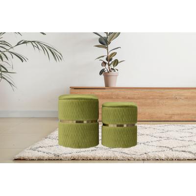 Sitzhocker KAYOOM "Hocker Milas 2er-Set, Praktischer und versteckter Stauraum", grün (pistachio, grün), B:31,5cm H:38cm T:36cm, Korpus: MDF / Bezug: 100% Polyester (Samt) / Sockel: Edelstahl, Hocker, Sitzhocker, stapelbar, mit Stauraum,...