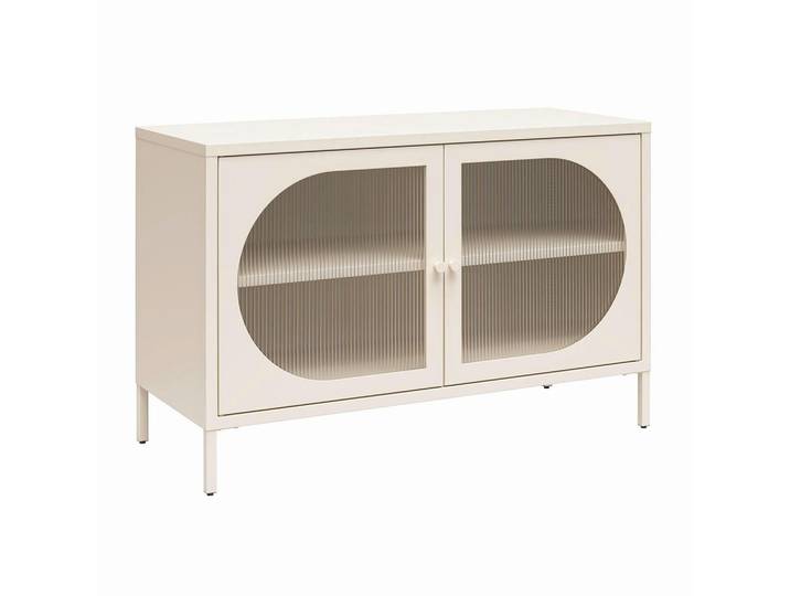 Mid.you Kommode Luna, Creme, Metall, Glas, 2 Fächer, 100x64x40 cm, Wohnzimmer, Kommoden & Sideboards, Kommoden