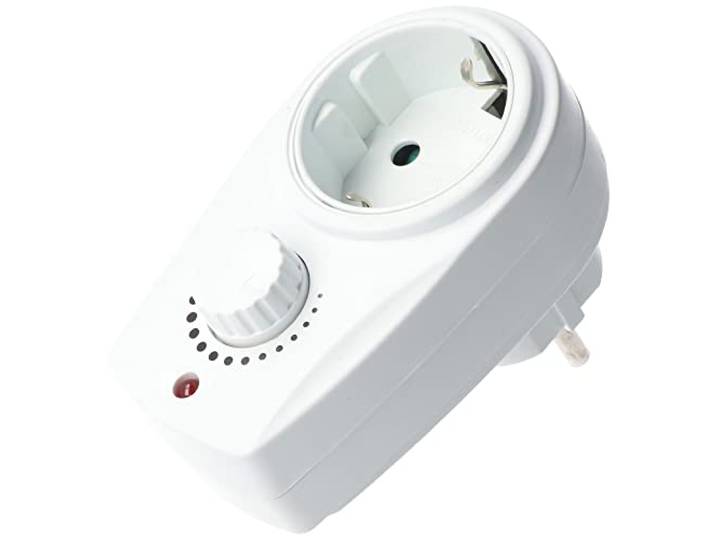 Tussenschakelaar 1 x geaard contact wit met dimmer