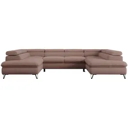 WOHNLANDSCHAFT PEDRO U Boucle Rosa