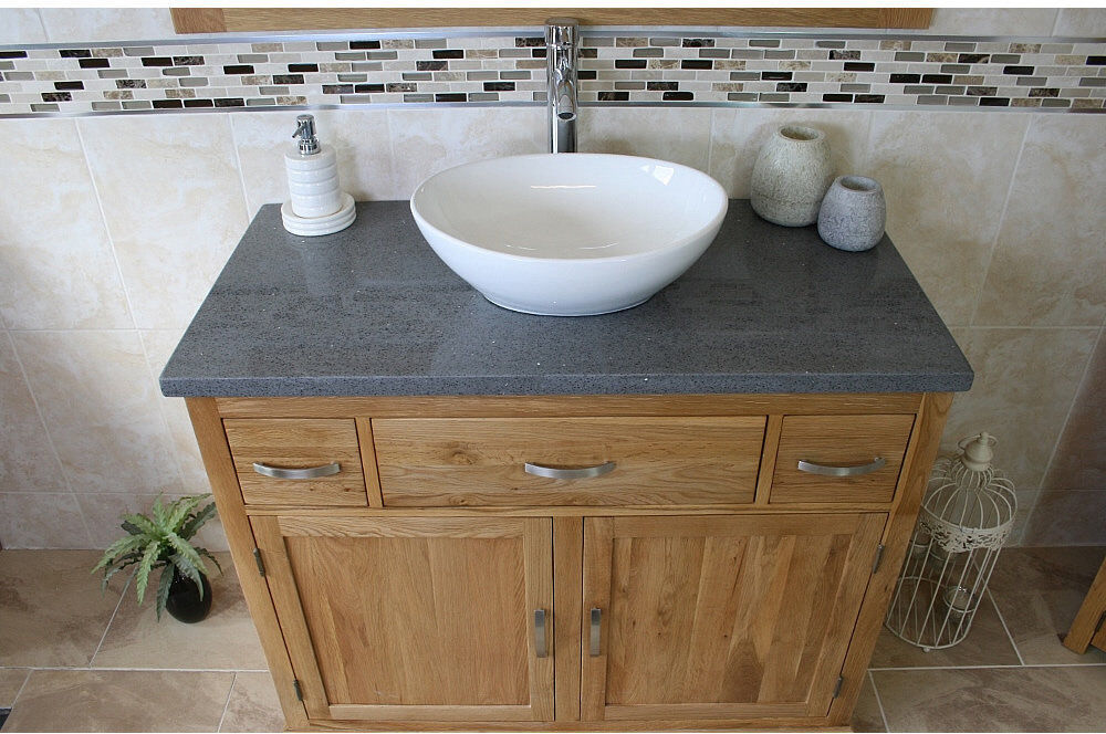 August Grove Nya 1000mm Single Bathroom Vanity with Vessel Ceramic Basin Grey 1,000mm W