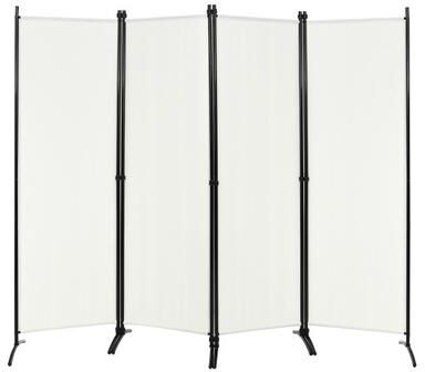 Costway 4-Panel Room Divider with Steel Frame-White