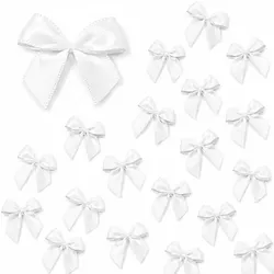 Creativery 20 Satinschleifen 30x25mm Kleine Geschenkschleifen Dekoschleifen Aufnäher Weiß