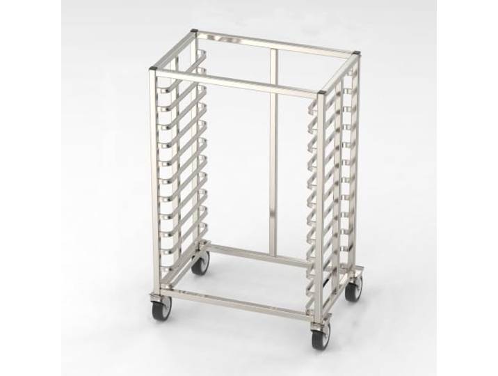 12-stöckiges gewerbliches Bäckereiregal, Edelstahl Brötchenform, Rollwagen