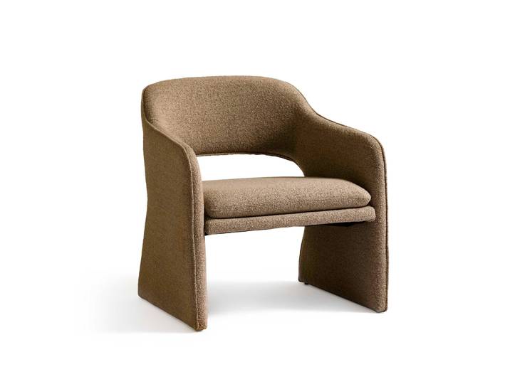 Plush Loungesessel, Amiya Bouclé Braun