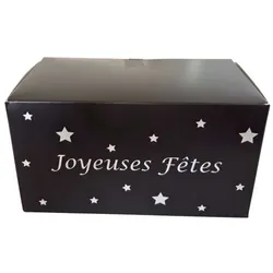 Schwarze Bûche-Boxen Frohe Festtage - 40 x 11 x 11 cm (25 Einheiten)