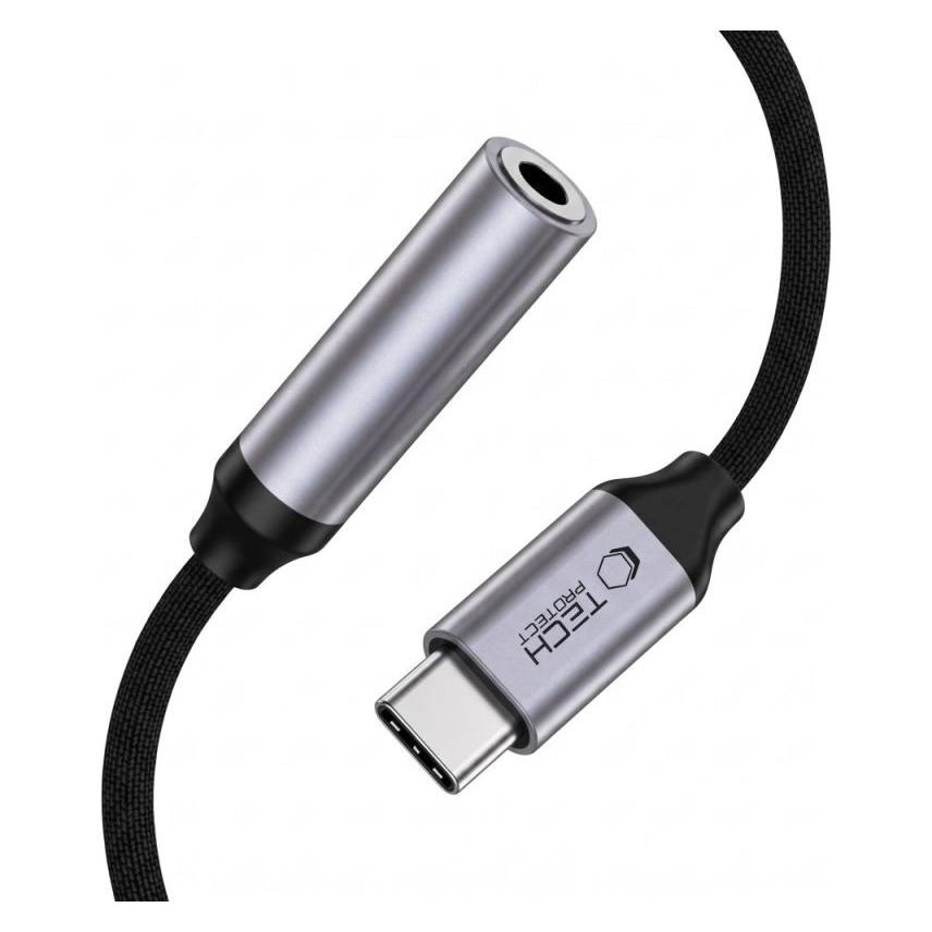 Tech-Protect Ultraboost Adapter USB-C Auf Mini Jack 3,5 mm Dac Eisengrau (Digital -> Analog) (5906302324620)