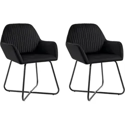 Décoshop26 - Set aus 2 modernen Esszimmer-/Küchenstühlen aus schwarzem Samt CDS020898