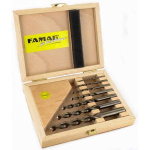 Famag Bohrer 1594.507, HSS-G-Spiralbohrer, 7-teiliges Set, 3-12 mm, Holzbohrer