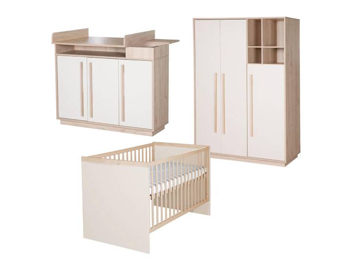 Roba Babyzimmer Elva 3-teilig, Creme, Holz, 1x1x1 cm, Baby- und Kindermöbel, Babyzimmer