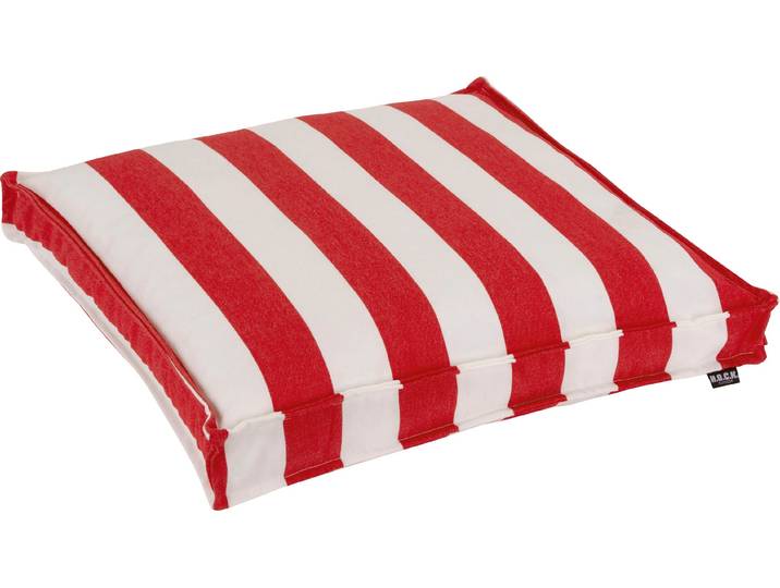 Sitzkissen H.O.C.K. Classic Streifen , rot (rot, weiß, gestreift), B:50cm H:5cm L:50cm, Polyacryl (dralon), Dekokissen_Sitzkissen_Kissenhüllen, Sitzkissen, mit Streifen