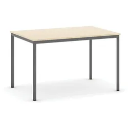 Esstisch BASIC, 120x80 cm, dunkelgraues Metallgestell, Birke