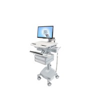 Ergotron StyleView Wagen für LCD-Display/Tastatur/Maus/CPU/Notebook/Barcodescanner offene Architektur medizinisch Aluminium verzinker Stahl hochwertiger Kunststoff Grau weiß Polished Aluminum Bildschirmgröße: bis zu 61 cm 24 Zoll Ausgang: Wechselstrom 230 (SV44-1222-2)