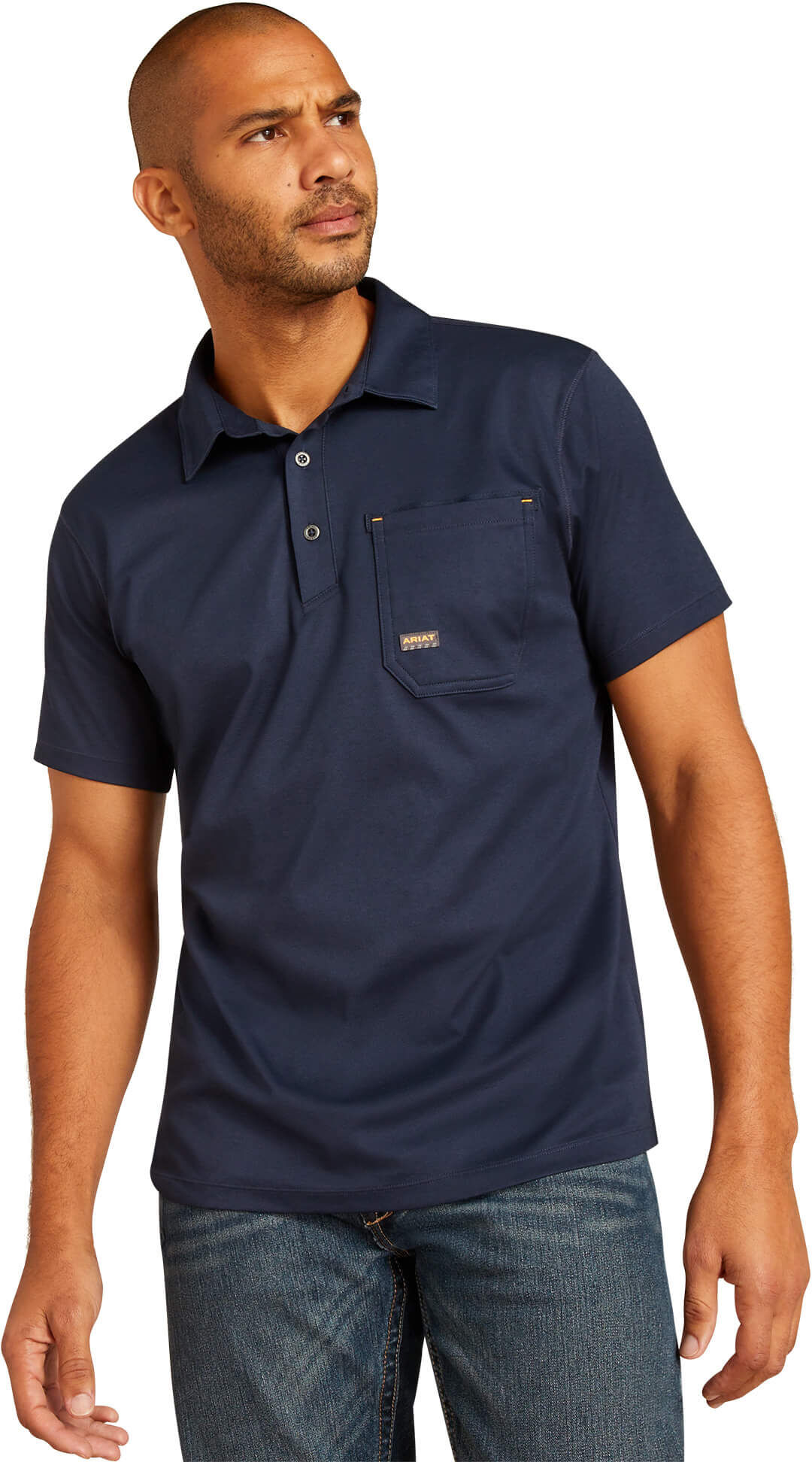 Men's Rebar Foreman Polo Shirt in Navy, Size: Small by Ariat