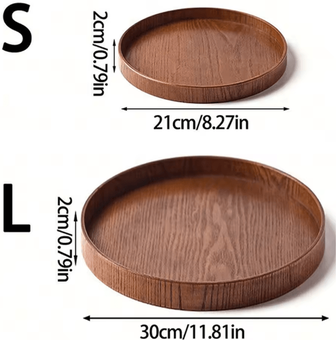 Inspire Essentials Round Wooden Serving Tray For Home And Kitchen l