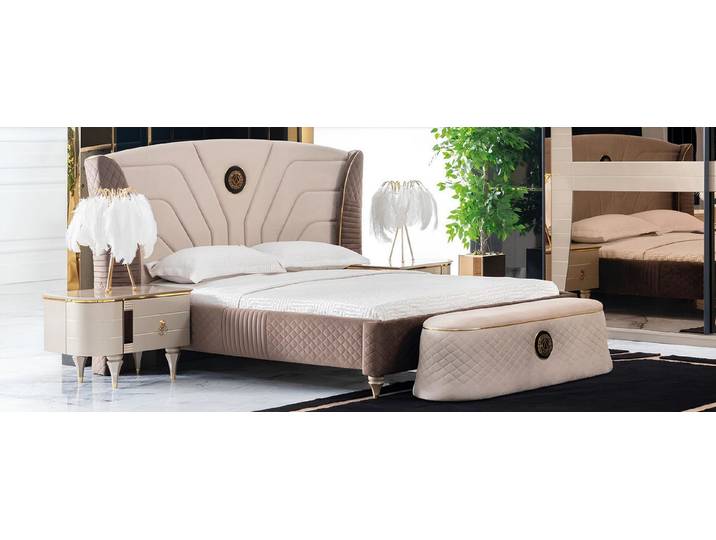 Xlmoebel Polsterbett Doppelbett aus Holz mit Luxus Design für Hotels und Zuhause, Made in Europa