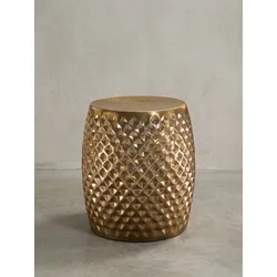 Beistelltisch – Rund Aluminium Gold Hammerschlag 32x42x32 cm orientalisch