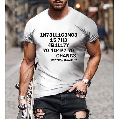 Herren T-Shirt mit Kurzarm und Grafik - Stephen Hawking 'Intelligenz ist die Fähigkeit sich an Veränderungen anzupassen' Zitat