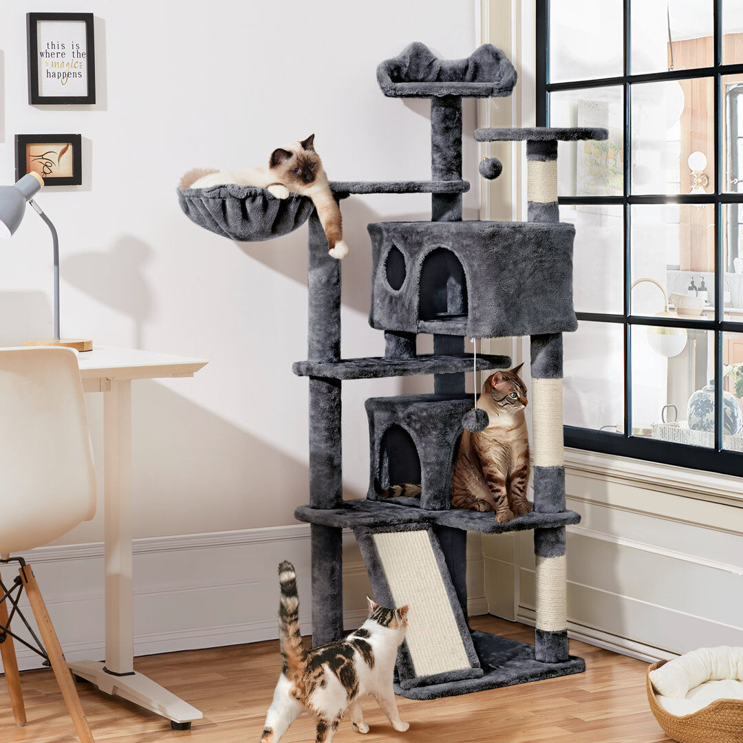 Yaheetech 146 cm H Cat Tree / Condo Dark Gray 146cm H X 48.5cm W X 48.5cm D