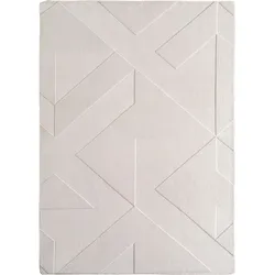 Teppich Waschbar Geometrisch Modern Esszimmer Flur Creme 140x200 cm OEKO-TEX Fußbodenheizung geeignet Gekettelt – LAVAREDO von Kadima Design