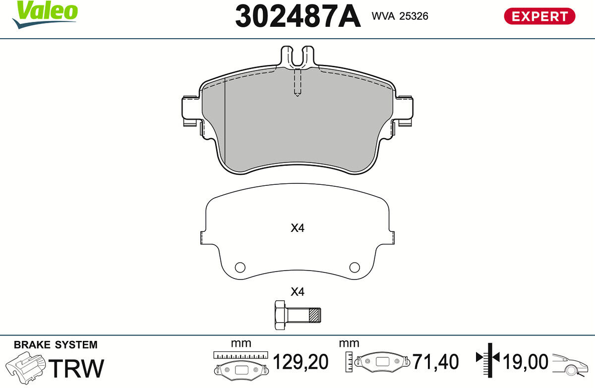 Valeo Bremsbelagsatz, Scheibenbremse 302487a Vorderachse Für Mercedes