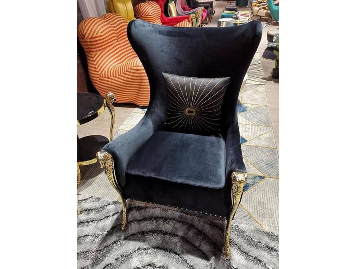 JVmoebel Sessel Eleganter schwarzer Ohrensessel mit hochwertiger Polsterung (Sessel), Made in Europa