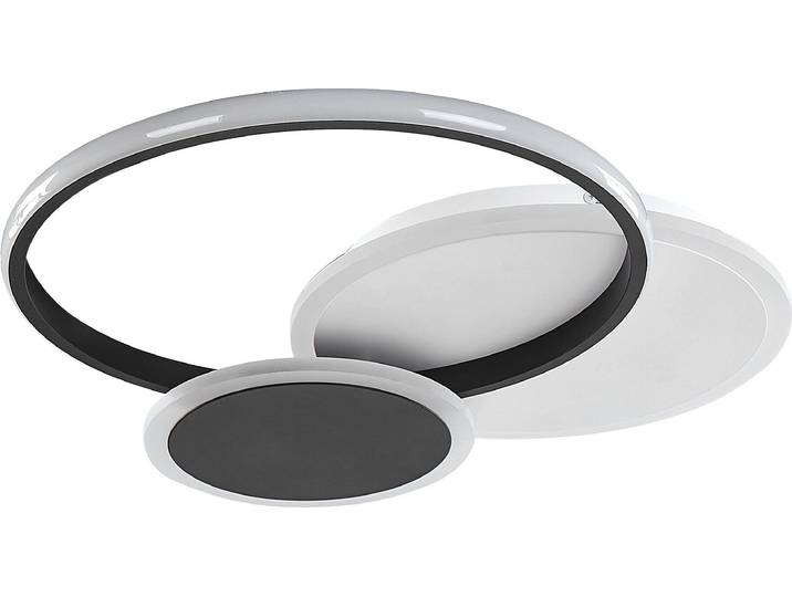 BELIANI LED Deckenleuchte Schwarz u. Weiß Metall 3-Flammig Rund Flach Ringform Kreisform Unterputzmontage Modern Glamour für Wohn- u. Schlafzimmer