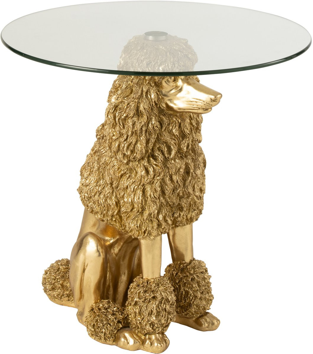 J-Line bijzettafel Poedel Rond - goud - polyresin