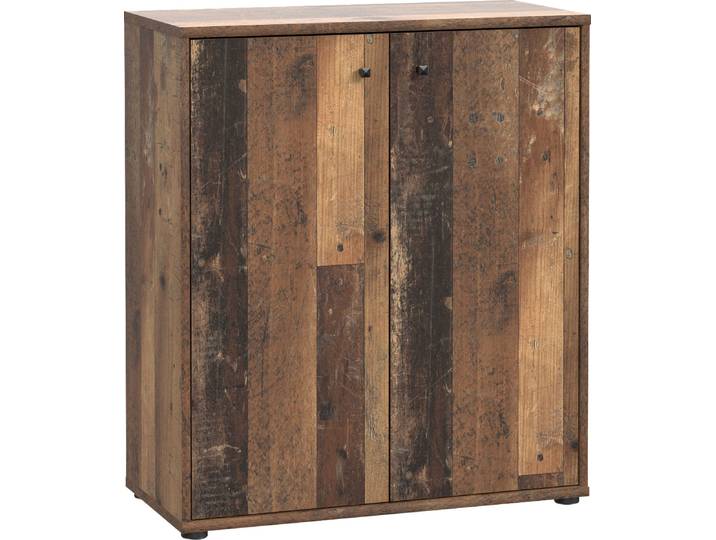 Kommode FORTE Tempra, Kommode, 2 grosse Türen, Höhe 85,5 cm , braun (old wood vintage), B:73,7cm H:85,5cm T:34,8cm, Sideboards, Kommode, Breite 73,7 cm