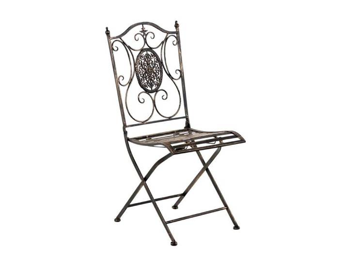 Chaise de jardin balcon terrasse design rustique pliable en metal bronze 10_0003037