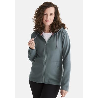 Sweatjacke STOOKER WOMEN "JOANE mit Kapuze Strickfleecejacke", Damen, Gr. 44/46, grün (balsam grün), angeraute Sweatware, 60% Baumwolle, 40% Polyester, slim fit, ohne Ausschnitt, Sweatjacken Sweatjacke, Sweatjacke Kapuze figurumspielend Moderner...