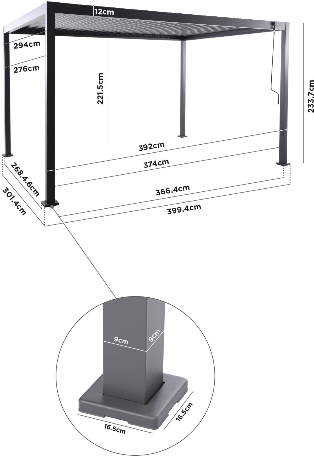 Harbour Lifestyle PergoSTET Lite 3m x 4m Metal Rectangular Pergola in Grey