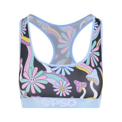 Sport-BH PSD "PSD HAPPY SHROOMS SB", Damen, Gr. S, Cup 0, bunt (multi color), 88% Polyester, 12% Elasthan, BHs Sport-BH