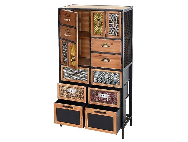 Mendler Apothekerkommode HWC-L38AM 120x62x33cm Schubladenschrank, Kommode, Regal, Metall, Tanne, Holz, Vintage, Shabby-Look
