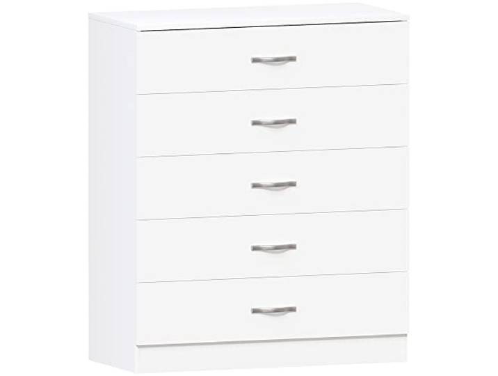 Vida Designs Kommode mit 5 Schubladen Weiß 90 H x 75 B x 36 T cm Platzsparend Schubladenstütze gegen Durchbiegen Moderne Metallgriffe Leichtgängige Schubladenführungen Schlafzimmermöbel