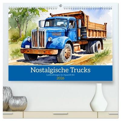 Nostalgische Trucks (hochwertiger Premium Wandkalender 2026 DIN A2 quer), Kunstdruck in Hochglanz