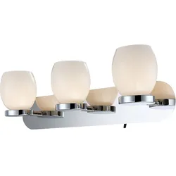 9 Watt LED Wand Leuchte Glas opal Schalter Beleuchtung Chrom IP44 Globo 44200-3
