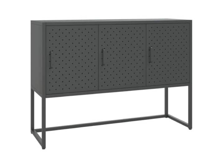 GHVBNMF Sideboard Anthrazit 105x35x75 cm Kommode aus Stahl Robuster Mehrzweckschrank mit 3 Türen und Verstellfüßen für Flexibilität in Wohnzimmer, Flur oder Büro.